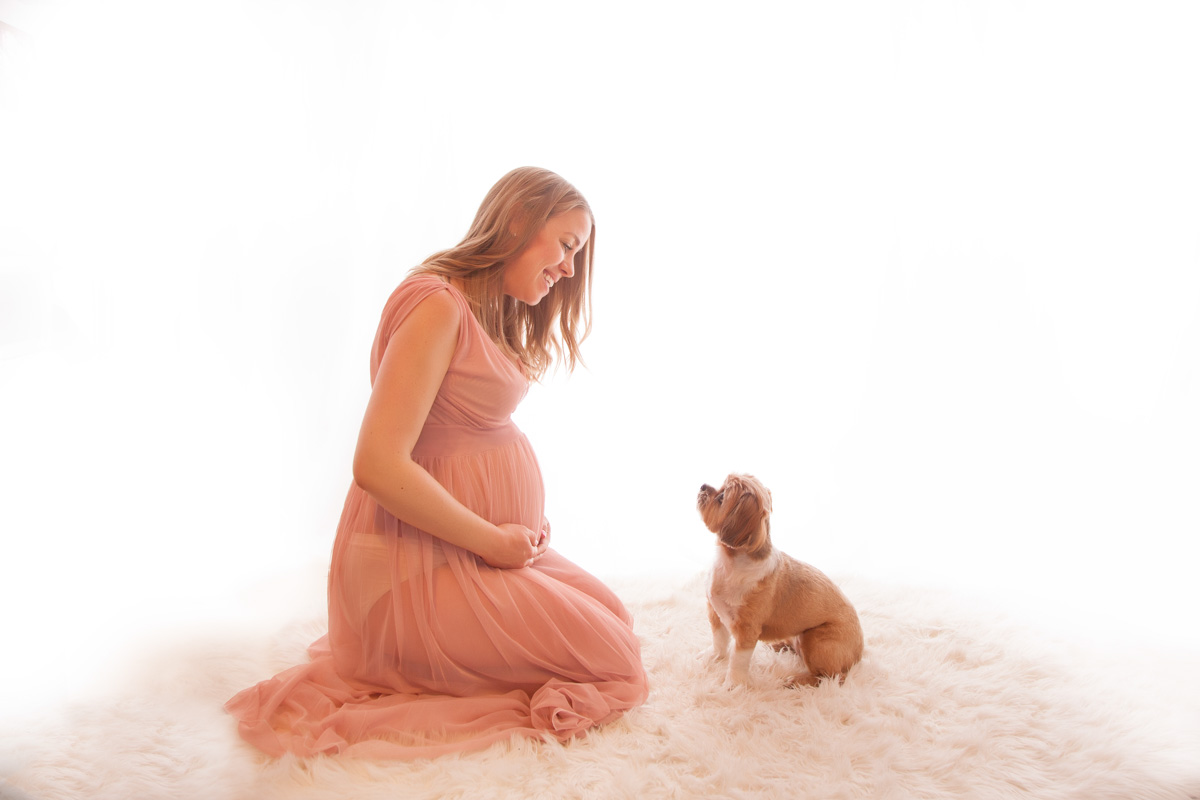 women with dog maternity